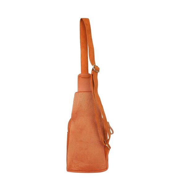 Leather Fanny Sling Bag for Women Men, Orange Waist Pack Crossbody Shoulder Bag - Picture 10 of 10